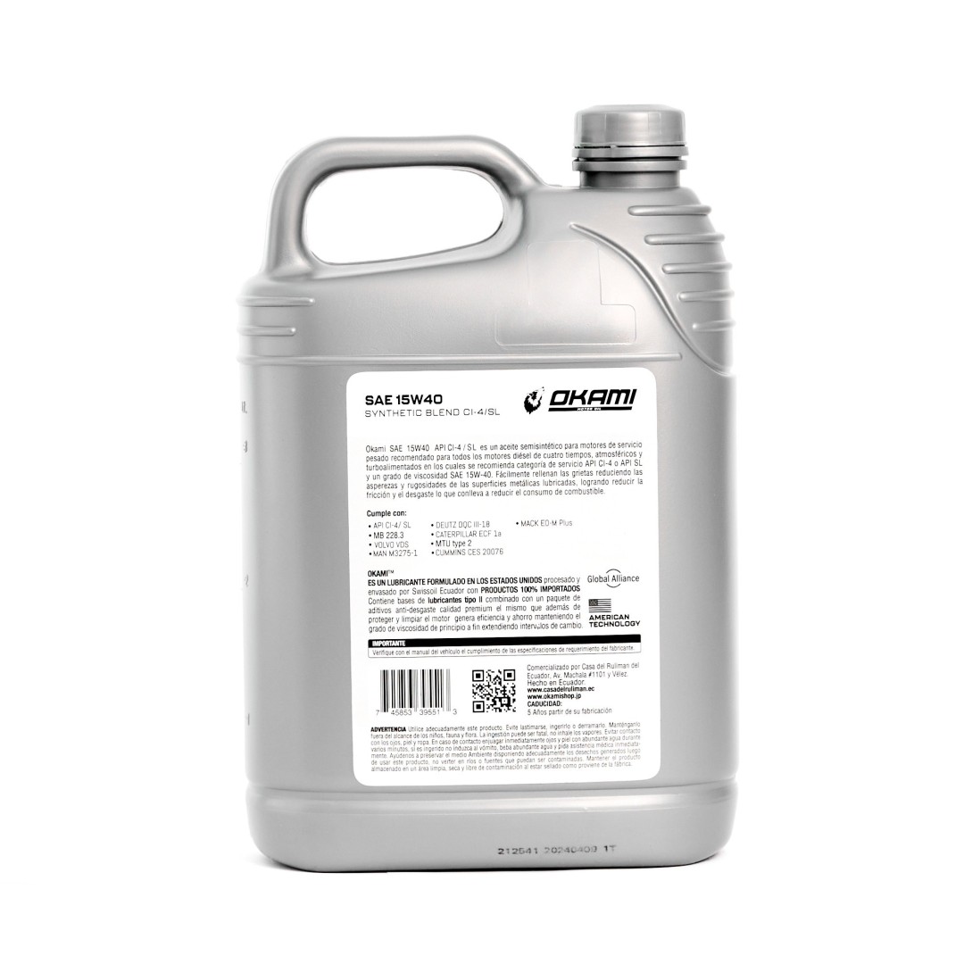 MOTORES DIESEL ACEITE SAE 15W40 SEMI-SINTET CI-4/SL 1GL