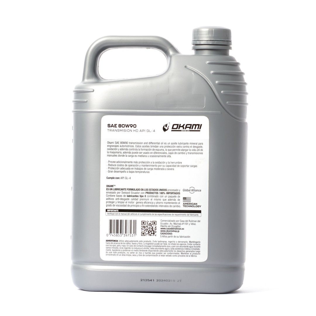 TRANSMISIONES MANUALES Y DIFERENCIALES ACEITE SAE 80W90 GL-4 1GL